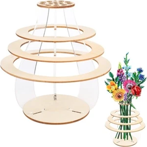 Wooden Vase for Legos Flowers Wood Puzzle Flower Vase Bouquet BuildingToy Decor\ - Picture 1 of 12