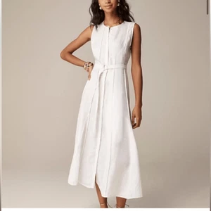 J. Crew Linen Midi Dress Belted 90s Inspired Size Large - Picture 1 of 11