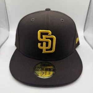 New Era 59Fifty San Diego Padres Classic Brown/Gold Fitted Hat Size 7 1/8 - Picture 1 of 5