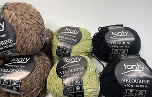 Fonty yarn Velourine 54% cotton, mixed lot of 10 France - Picture 1 of 8