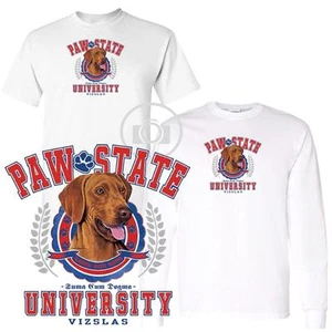 Vizsla Hund Paw State University kurz-/Langarm weißes T-Shirt M-3X - Bild 1 von 3