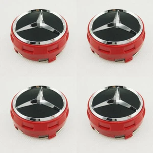 Tapacubos centrales de rueda 4 piezas 75 mm cubierta logotipo insignia emblema para AMG rojo - Imagen 1 de 6