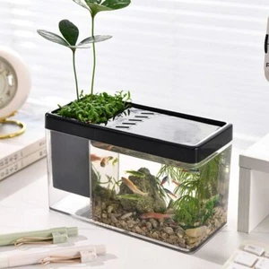 Small Fish Tank Plastic Goldfish Bowl Tabletop Tank Aquarium Home - Picture 1 of 15