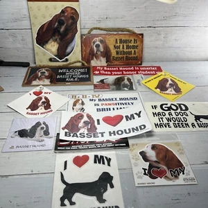 New Basset Hound Lot Stickers Decals Signs Magnets Dog Post Card - Picture 1 of 24