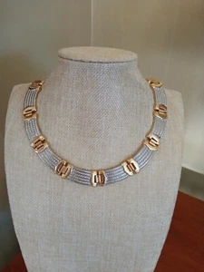 Vintage Edwardianischer Stil aufklappbares Silber und Goldfarbenes Halsband Halskette 16" - Bild 1 von 7