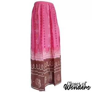 Tammy Cotton Indian Style Pink Brown Long Skirt - Picture 1 of 3