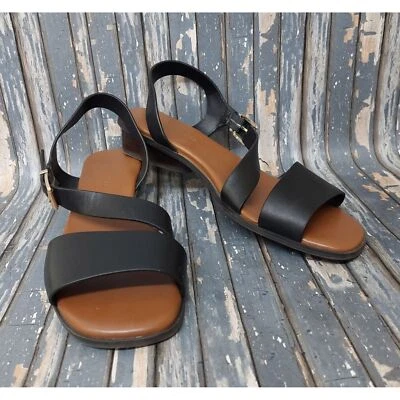 Sandalias Alex Marie de cuero negro con tiras y hebilla talla 9 COMO NUEVAS Foto 1 de 4