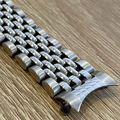 19mm ROUNDED St. Steel Beads Of Rice Bracelet Band W/ Seiko Clasp & Curved Ends - image 1 of 4