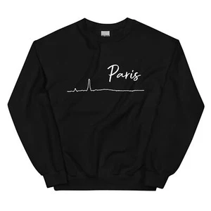 Paris Cityscape Minimalist Line Art Skyline Sweatshirt | Unisex Cozy Fashion - Picture 1 of 13