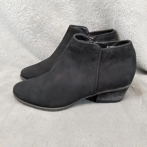 Zapatos Rubios Mujer Talla 7.5 Villa Cuero Negro Impermeable Cremallera Lateral Botines - Imagen 1 de 14