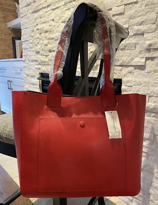 NUEVO CON ETIQUETAS Banana Republic Cuero Grande Este-Oeste Bolso de Mano Cartera - Rojo - Agotado Foto 1 de 4