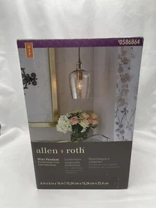 Allen + Roth  Brushed Nickel Transitional Clear Glass Bell Mini Pendant Light - Picture 1 of 9