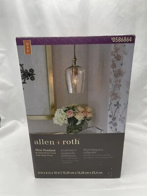 Allen + Roth  Brushed Nickel Transitional Clear Glass Bell Mini Pendant Light - Image 1 of 4