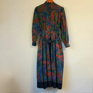 Vintage Alexon Midi Dress Paisley Print Long Slv Wool Blend Women 10US Retro 90s - Bild 1 von 22