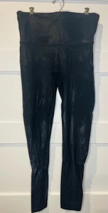 Spanx Damen XL Leggings Schwarz Metallic Schimmer High Rise Athleisure Yoga Glam - Bild 1 von 6