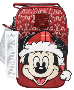 Disneyland Feliz Navidad Lug Mini Bandolera Bolso Cartera Rojo Mickey Mouse Santa - Imagen 1 de 4