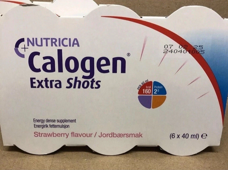 72X NUTRICIA CALOGEN EXTRA SHOTS 40ML. STRAWBERRY FLAVOUR. Expiry: 02/2026