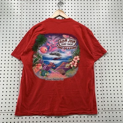 Camiseta De Colección Años 80 Ron Jon Surf Shop Bolsillo Para Hombres XL Roja Cacao Playa Puntada Única Foto 1 de 4