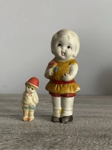 Two Antique Small Ceramic Bisque Penny Dolls Made in Japan Frozen Charlotte - Picture 1 of 15