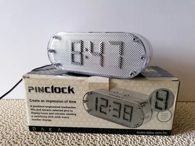 Pinclock Tischuhr Silber Design Manufaktur  DAKA  Vintage 70ziger Jahre in OVP - Bild 1 von 4