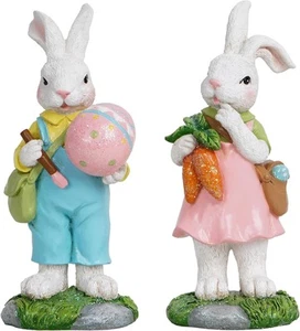 Hodao Easter Bunny Decorations Spring Indoor Home 2pcs Creative Rabbit White - Picture 1 of 5