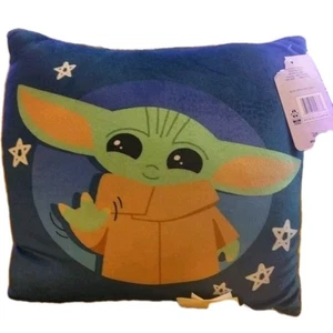 STAR WARS Mandalorian Baby Yoda Square Plush Throw Pillow New With Tags - Picture 1 of 4