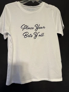 T-shirt Draper James Place Your Bets bianca/marina taglia small usata in ottime condizioni - Foto 1 di 2