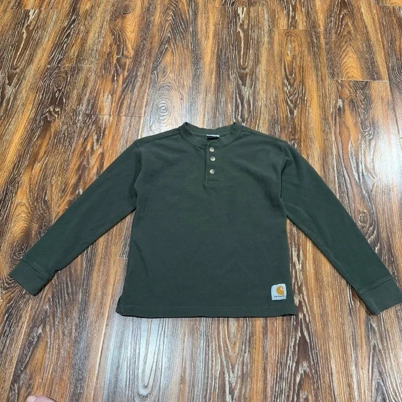 Camisa térmica Carhartt Vintage XS verde manga longa 4 5 6 meninos jovens - Imagem 1 de 4