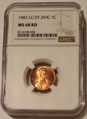 NGC 1982 Lincoln Memorial Cent Large Date Zinc MS68 RED - Image 1 of 4