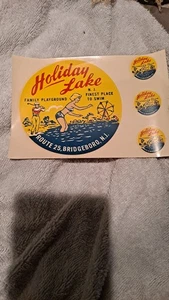 1950's HOLIDAY LAKE SWIM/ PICNIC Park, Auto Water Decal, BRIDGEBORO / DELANCO NJ - Picture 1 of 9