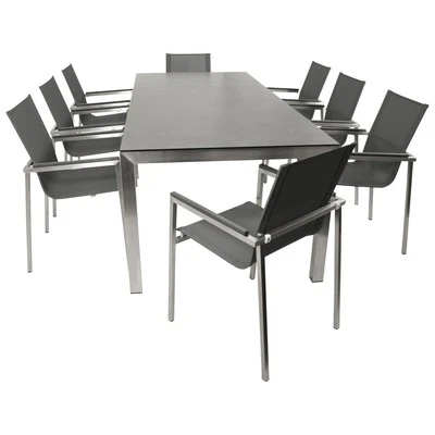Gartengarnitur Edelstahl Sitzgruppe mit Ausziehtisch MELBOURNE Keramik 9-teilig - Bild 1 von 4