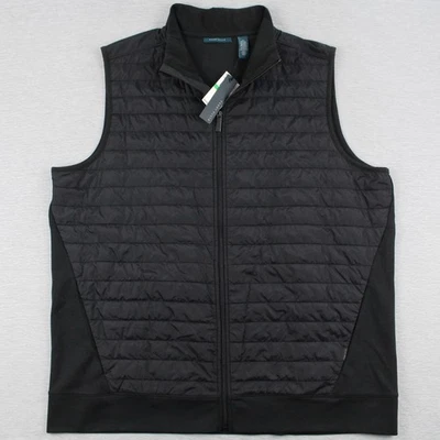 Perry Ellis Full Zip Vest Mens Size LT Large Tall Black Nylon Cotton Polyester - Image 1 of 4