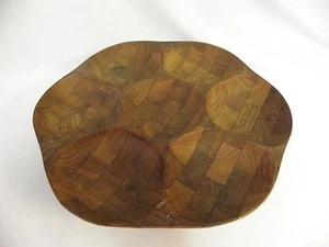 Danish Modern Mid Century1960's Parquet Teak Divided Lazy Susan Snack Tray (StP) - Picture 1 of 5