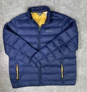 Eddie Bauer EB650 Down Puffer Hooded Jacket Blue Size XXL FULL ZIP PACKABLE - Picture 1 of 11