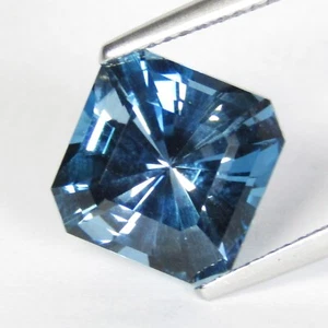 5.84Cts Ravishing Natural London Blue Topaz 10.2mm Asscher Cut Brazil Gemstone - Picture 1 of 4