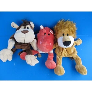 Unbranded Lot Of 3 Animal Hand Puppets: Lion Monkey & Hippo - Picture 1 of 6