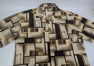 Vintage Solo Semore Shirt Mens Medium Abstract Geometric Short Sleeve Button USA - Picture 1 of 11