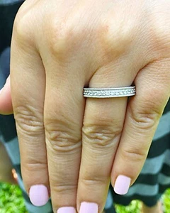 FASCIA DIAMANTI ETERNITÀ TAGLIO TONDO 2,00 CTW ANNIVERSARIO ORO BIANCO 14K ART DECO - Foto 1 di 6