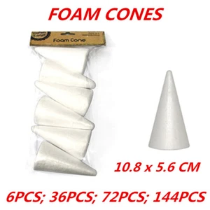Styrofoam Cones Craft Polystyrene Shape Form Foam Decorating Modelling Art 6Pack - Picture 1 of 5