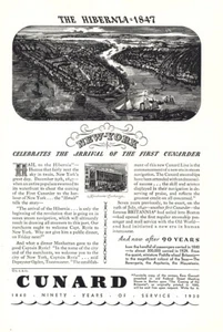 1930 Cunard: The Hibernia 1847 New York Vintage Print Ad - Picture 1 of 1