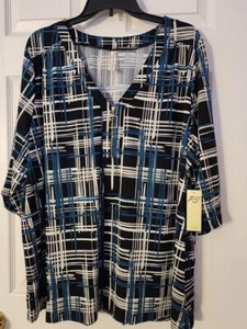 PerSeption Damen Übergröße 3x schwarz grün Tunika Oberteil Bluse neu mit Etikett - Bild 1 von 7
