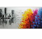 Painting By Numbers City View And Colorful Trees Design Canvas House Decorations