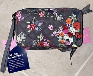 NEU Neu mit Etikett Vera Bradley Hope Blooms grau grau grau mit Blumenmuster All in One RFID Umhängetasche - Bild 1 von 6