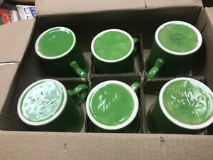 Fiestaware Coffee Tea Mugs Green HLC Homer Lauglin w/ Ring Handle Case Of 6 - Picture 1 of 7
