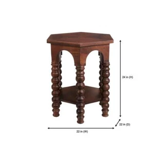 Home Decorators Collection End Table 24.2" H X 22" W, Hexagon Wood Frame Brown - Picture 1 of 7