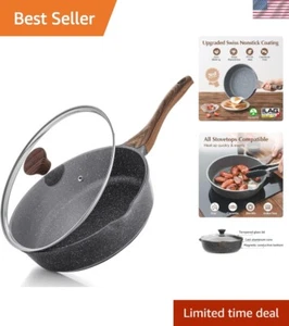 Deep Cooking Skillet with Glass Lid & Ergonomic Handle - Perfect for Sautéing - Picture 1 of 11