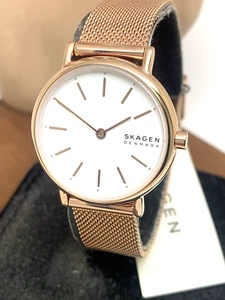 Skagen Denmark Women's Watch SKW2694 Quartz White Dial Mesh Rose Gold Steel 30mm - Picture 1 of 13