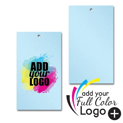 200 piezas Etiquetas de precios de compras de ropa con orificio colgante impreso personalizado 2" x 3-1/2" Foto 1 de 4