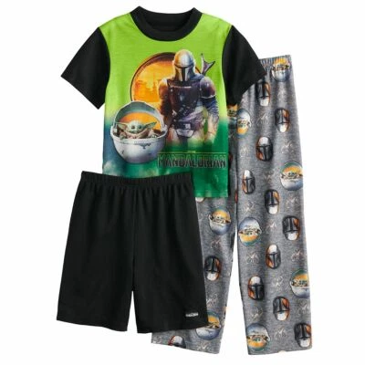 Baby Yoda Pajamas Boys Star Wars Mandalorian T Shirt Shorts Pants 6 8 10 Grogu - Image 1 of 3