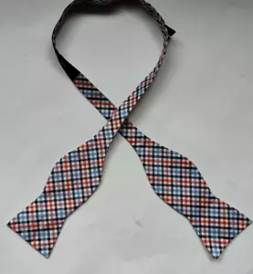 Tommy Hilfiger Men's Blue red black Color Plaid Professional Self-Tie Bow Tie - Picture 1 of 4
